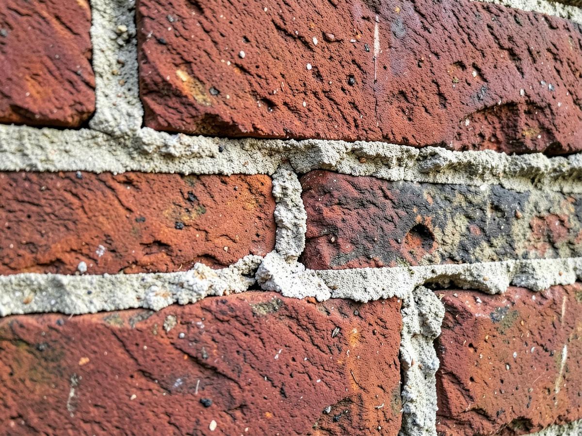 Detailed brickwork with repointed mortar joints